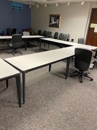 [#C19-89] Training Table - Fixed Leg White Table Top, Black Base