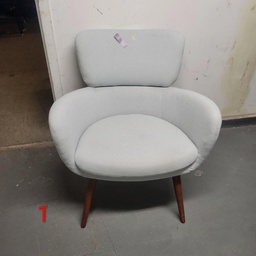 [#B6-1] Light Gray Textured Woven Fabric with 4 Wooden Legs