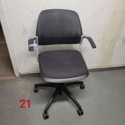 [#B13-21] Black Perforated Back Back Cushion Task Chair