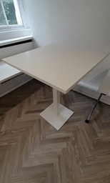 [#C11-31] Tall white square metal pedestal table
