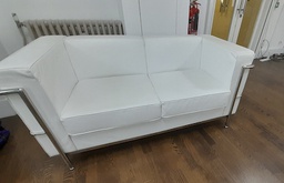 [#B6-39] Faux leather 2 seater white sofa 