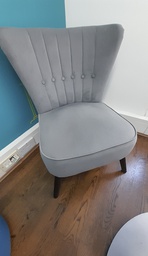 [#B7-44] Grey velvet button back sofa chair