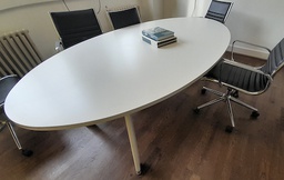 [#C4-59] White oval meeting table 