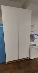 [#D20-74] Tall white storewall cupboards