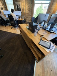 [#D5-12] Wood credenza attached to worksurfaces