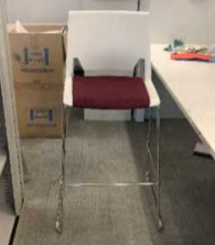 [#B4-12] Haworth Very Wire Stacker Stool
White plastic seat &amp; back shell
Dark red seat cushion