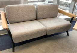 [#B6-17] Sofa (2-Seater)
Grey fabric upholstery
Wooden armrests
Black frame &amp; 4-legs base