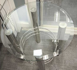 [#C11-20] Round Side Table
Clear glass top
Chromed 4-legs base