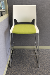 [#B1-5] Haworth Very Wire Stacker Stool
White plastic seat &amp; back shell
Light green seat cushion
