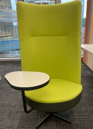 [#B6-11] High Back Sofa (Single Seater)
Sofa front upholstery: green fabric
Dark grey back panel
with oval table on right side