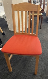 [#B9-pic_035] Orange cushioned wood chair