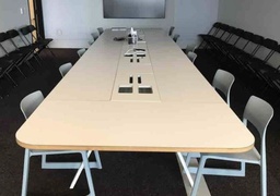 [#C7-pic_065] 17.8'L x 4.5'W White conference table (diassembled)