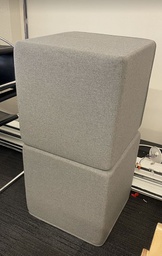 [#B11-pic_070] Light grey cube ottoman