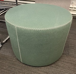 [#B11-pic_071] Round green ottoman on wheels