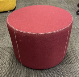 [#B11-pic_072] Round red ottoman on wheels