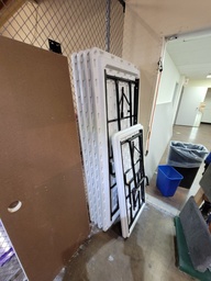 [#C8-101] Folding Table, White plastic with metal legs, 30" x 72"