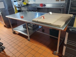 [#C20-187] Rolling Metal Table, 90" x 42" x 34"