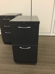 [#D16-58] Black 2 Drawer Vertical Pedestal  (15”W x 23”D x 28”H)