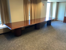 [#C6-18] Traditional Conference Table, 48x180, 2 Pc Top, Slab-Legs, Walnut