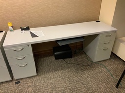 [#E4-48] Desk, 24x78, Laminate Top, Metal Pedestal Bases