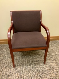 [#B8-28] Guest Chair, Wood, Upholstered Seat and Back, with Open Arms