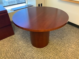 [#C7-12] Conference Table, 48"R, Contemporary, Wood Veneer, Cylinder Base
Matches Executive Desking Groups