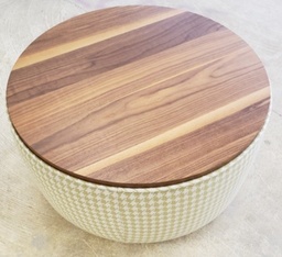 [#C23-25] Round Fabric End Table with Wood Top (16Hx26W)