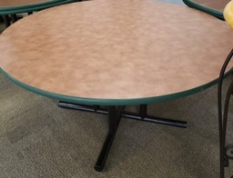 [#C9-29] Round Wood Surface Table With Black Metal Lets (54W)
