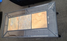 [#C4-52] Glass Coffee Table with Tile Design