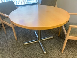 [#C9-39] 42"Dia. Geiger Conference Table w/ Satin Nickel Alloy "X" Base