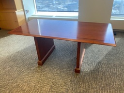[#C7-157] Conference Table, Slab Bases, 1 Piece Top, 36x72, Wood Veneer w/ Black Inlay