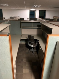 [#A4-89] Green Panel, Wood Trim - Overhead Storage - Ped. and Lateral File