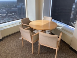 [#C7-GP35 Pic # (81)] 42"Dia. Geiger Conference Table w/ Satin Nickel Alloy "X" Base