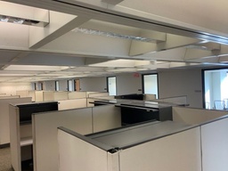 [#A2-GP33 Pic # (12)] Knoll Morrison Panel Systems, Cubicles, 65"H Monolithic Panels
Components: Work Surfaces, BBF Work Surface Supporting Pedestals, 2-Drawer Lateral, Flipper Door Overheads, Task Lights