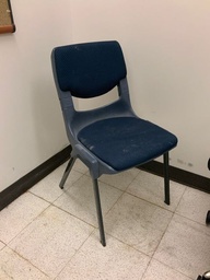 [#B4-GP33 Pic # (136)] Stack Chair, Grey Poly Shell, Padded Seat, Black Legs