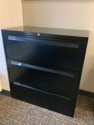 [#D8-91] 36"W 3-Drawer Lateral File, -+Black