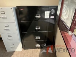 [#D10-21] Archivero metálico horizontal de 4 cajones con chapa temporizada contra incendios color negro 
