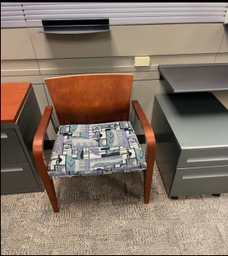 [#B8-58] GUEST CHAIR - WOOD AND PATTERNED #3