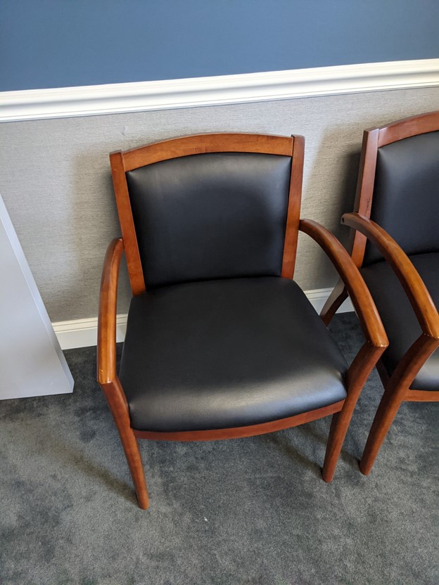 Light Wood Black Leather Guest Chair