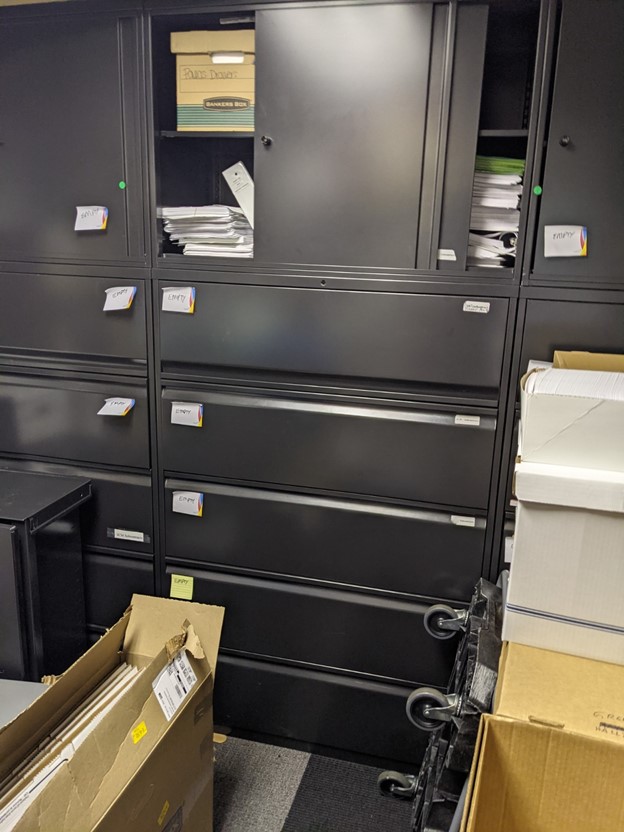 Black 5-Drawer Lateral Filing Cabinet With Sliding Door Cabinet (7')