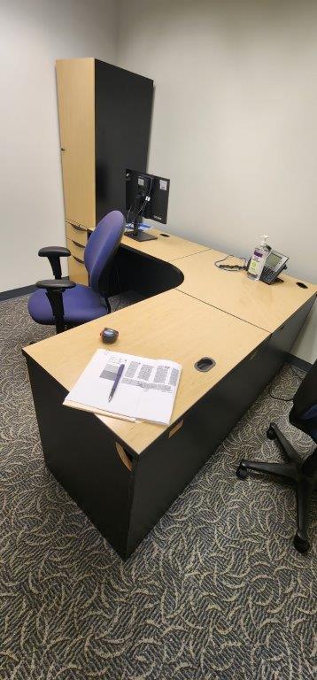 L Shaped Desk (wood/metal, 72" and 48" return)