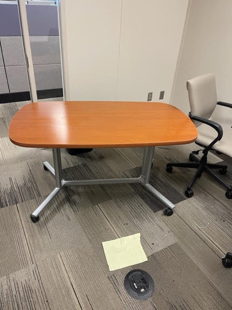 WOOD TABLES W/ WHEELS