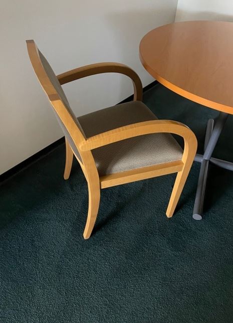 Wood Chair, Grey Fabric