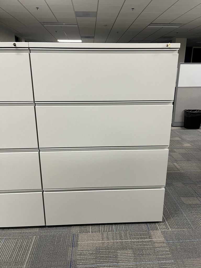 Filing cabinet, 4-drawer, white, 35.5x19.5x52"