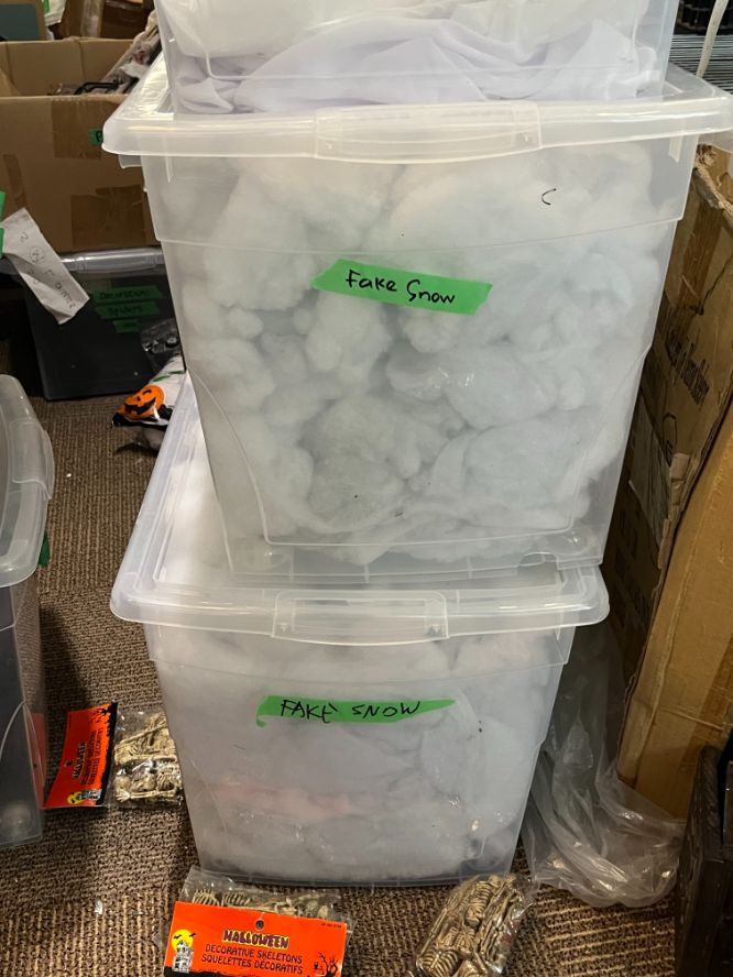 Bin of artificial snow