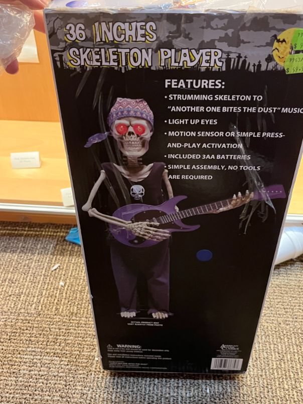 Skeleton Player animatronic Halloween décor 