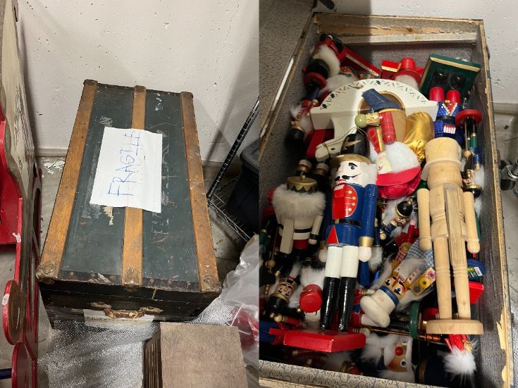 Chest of nutcracker décor, misc.