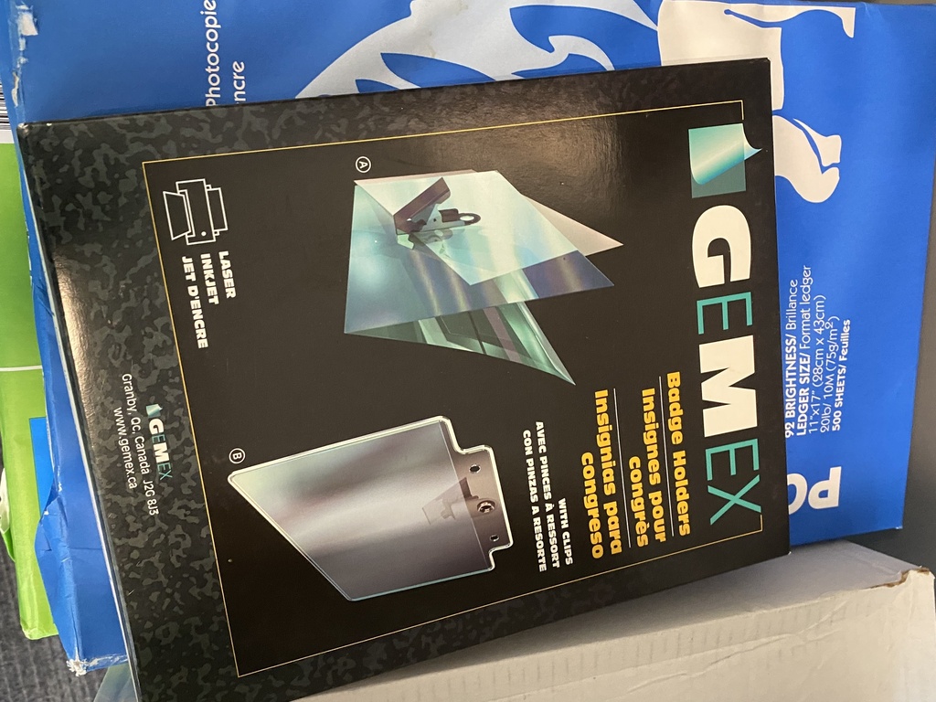 Box of Badge Holders and Misc. Items