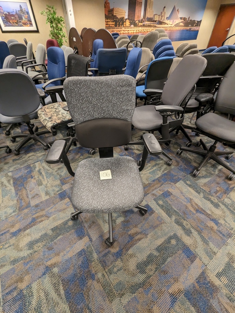 gray &amp; black task chair - swivel base, fully upholstered adjustable arms