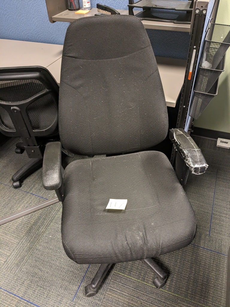 fixed arm swivel task chair, fully upholstered